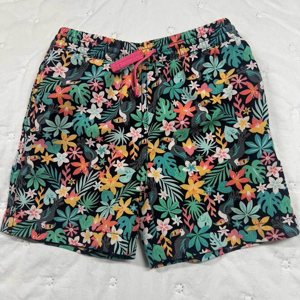 Chubbies Kids Swim Trunks Size 5 Tropical Toucan Floral Print Mesh Lined Shorts